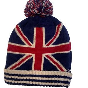 Union Jack Pom Pom top beanie .  English flag